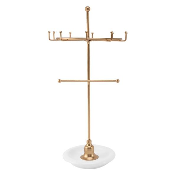 

jewelry pouches, bags holder metal necklace organizer display earring hanger tower stand with base, Pink;blue