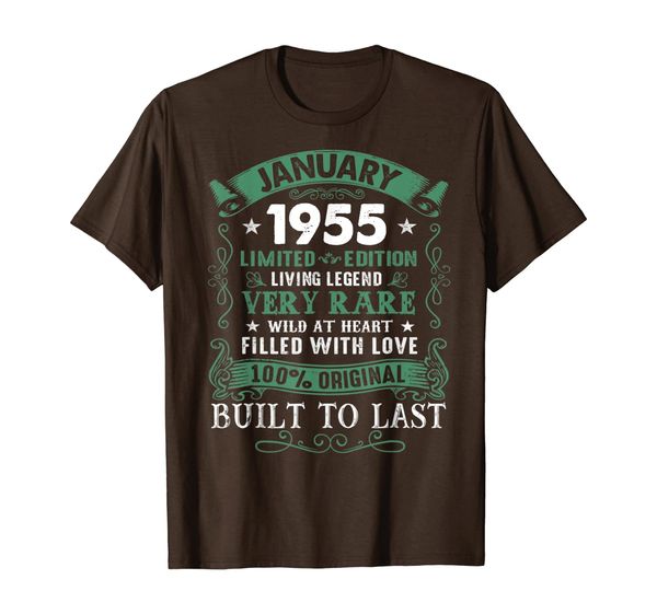 

vintage 65 years old january 1955 65th birthday gift ideas t-shirt, White;black