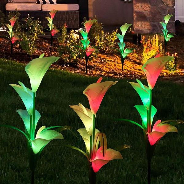 

lawn lamps ground lamp solar simulation flower plant bonsai courtyard garden calla lily green fake