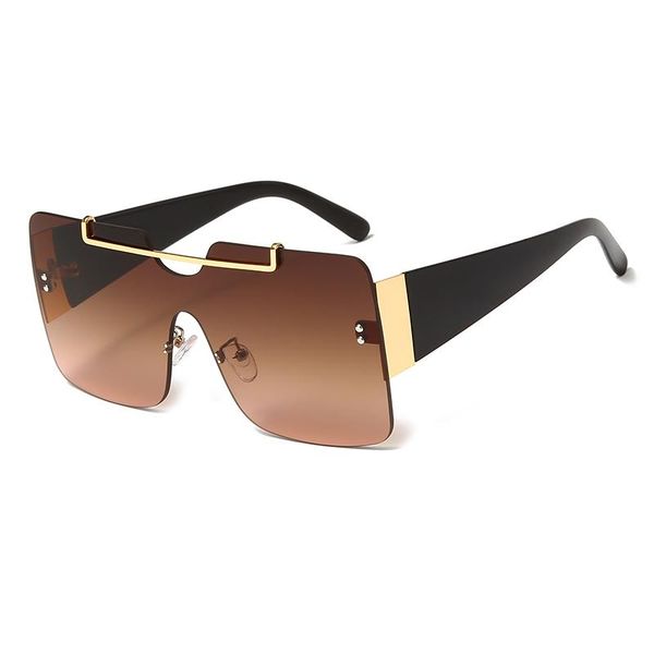 

brand rimless sunglasses new women men oversized square sun glasses luxury oculos eyewear uv400 shades gafas de sol, Black