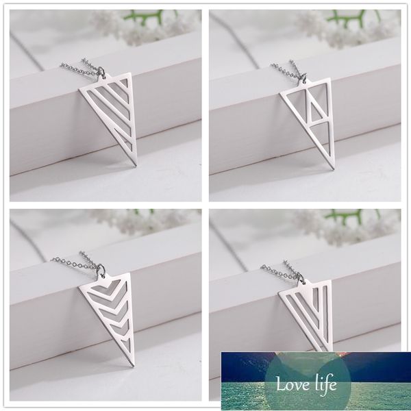 

skyrim classic triangle geometric pendant necklace stainless steel silver color statement chain necklaces jewelry gift for women