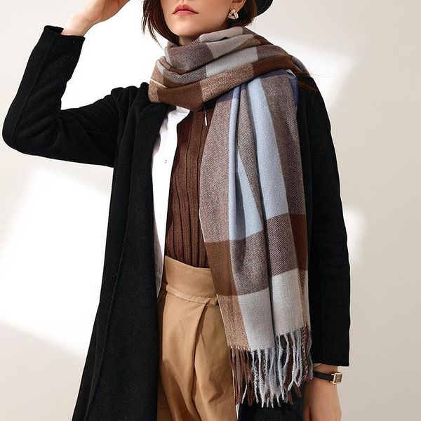 

scarves classic red plaid children scarf warm winter small narrow shawl women lovely fashion casual for child boy girl, Blue;gray