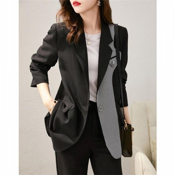 

women's suits & blazers design office lady blazer coats and jackets women luxury clothing chaqueta mujer contrast jaquetas feminina, White;black