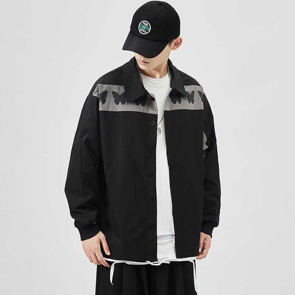 

men's polos brand spring autumn long sleeves collar korea style black shirt for harajuku clothes r4l4, White;black