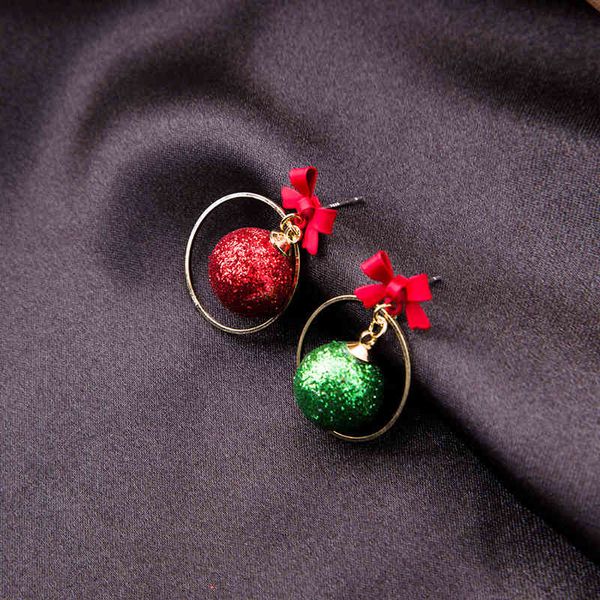 

s925 silver needle korean christmas personalized ball earrings, Golden