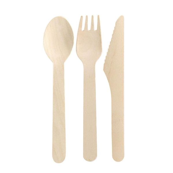 

disposable dinnerware 100 wood cutlery spoons forks knives party supplies tableware eco friendly biodegradable