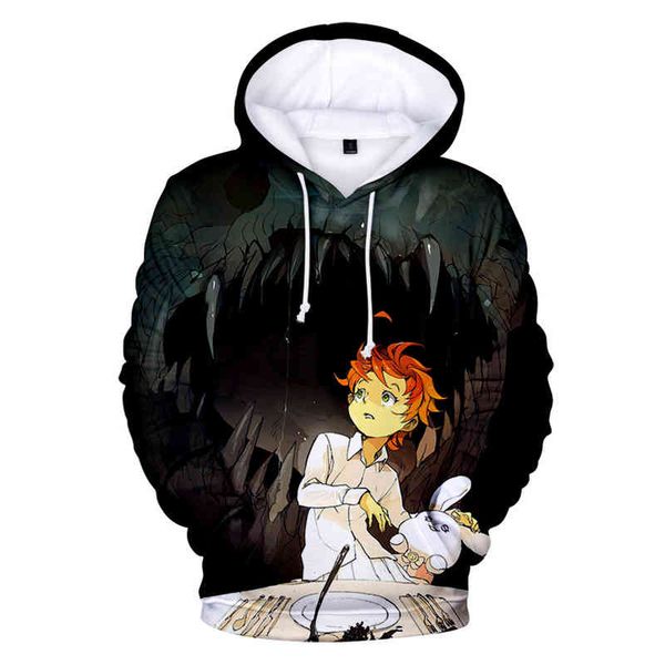 

women's hoodies & sweatshirts animate the promised neverland hoodie emma. norman ray casual fashion boys/girls s children's cloth, Black