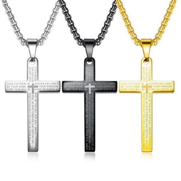 

pendant necklaces arrival vintage scripture fashion woman man cross necklace, Silver