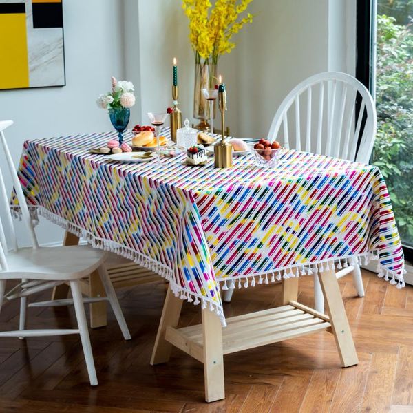 

striped table cloth christmas red cover for dining desk party decoration