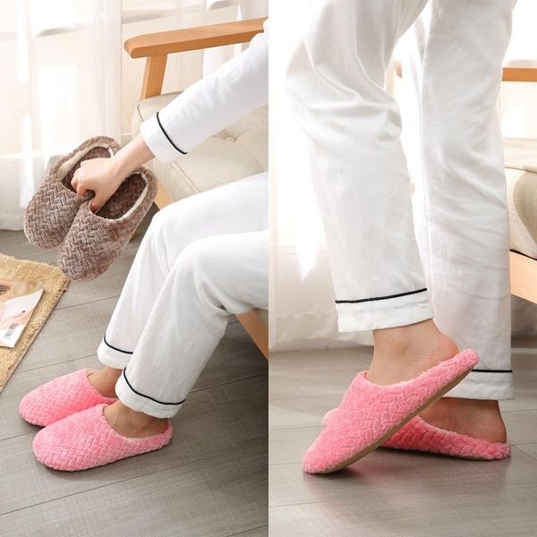 

autumn winter women men slippers bottom soft home shoe cotton thick indoor slip-on slides comfortable clothing & wardrobe storage