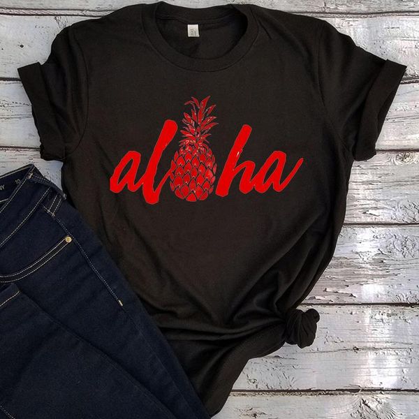 

men's t-shirts red aloha with pineapple graphic t shirts hawaii mens clothing 2021fashion cartoon tshirts oversized beach vacation clot, White;black