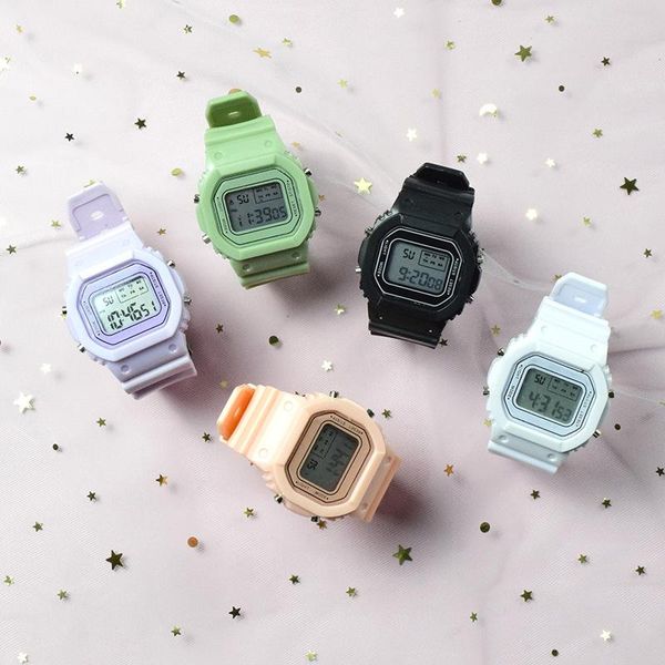 

wristwatches children's sports watch digital led electronic waterproof women swimming silicone bracelet, Slivery;brown