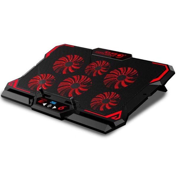 

inch gaming lapcooler height adjustable 6 fans led screen switches adjust 2 usb ports notebook computer cooling pad pads