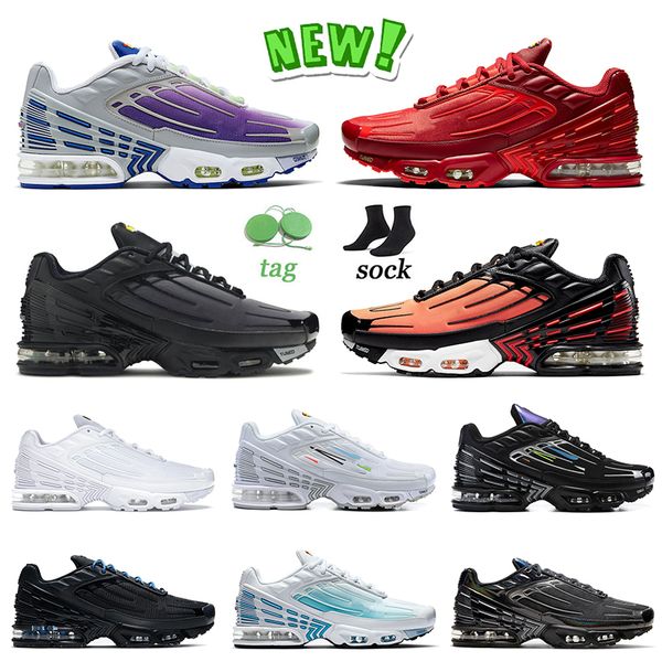 

authentic tn plus 3 tuned mens women running shoes crimson red purple grey tiger og triple white leather multi black obsidian laser blue sne, White;red