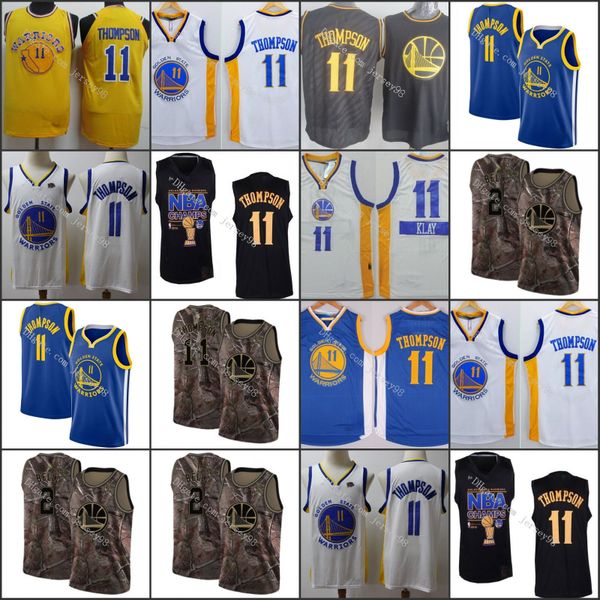 

golden state warriors men #11 klay thompson #2 bell retro basketball jersey, Black