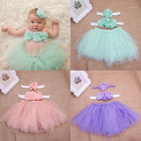 

baby toddler girl flower clothes+hairband+tutu skirt po prop costume outfits, Blue