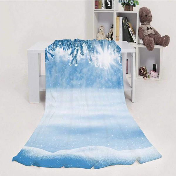 

winter with snow-drifts and the christmas tree in frost,flannel blanket super soft m cozy bed blanket weight sofa throw blanket