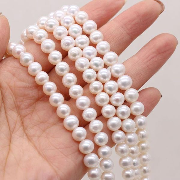 

other 9-10mm natural freshwater pearl beads round white loose spacer for making jewelry necklace bracelet accessories 15"