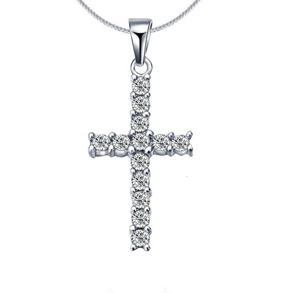 

fashion personality cross diamond pendant necklace snake bone chain full diamond necklace, Silver