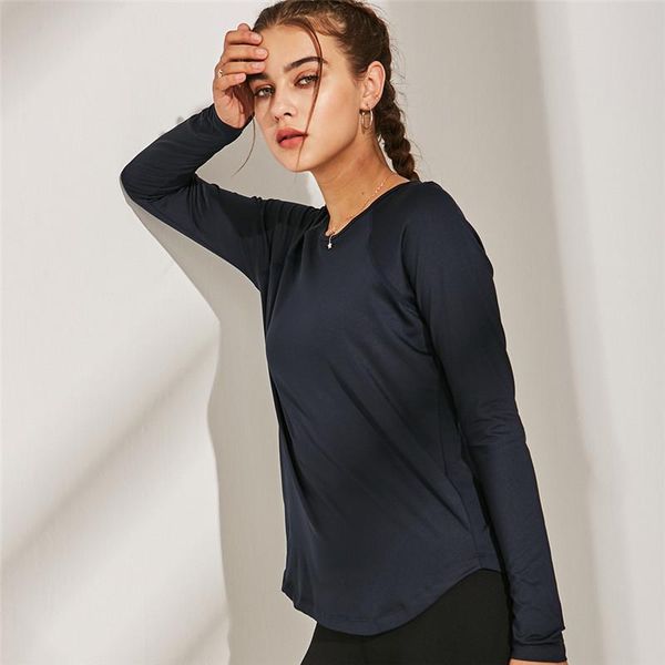 

women yoga outfit t-shirts girls running long sleeve ladies casual sportswear exercise & fitness wear shirt wt188-5, White;red