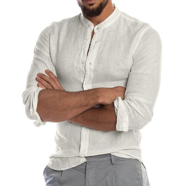 

men's casual shirts summer cool breathable cotton linen shirt for man, White;black