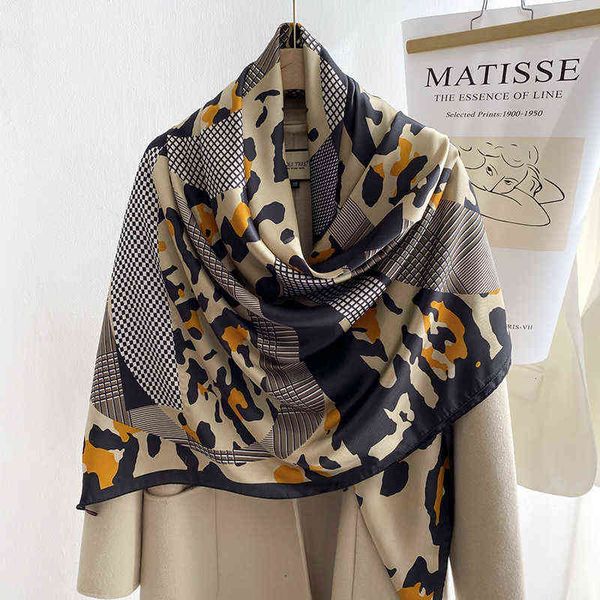 

scarves tricolor cow pattern lattice dot stitching twill cotton 140cm oversized square shawl scarf dual purpose female, Blue;gray