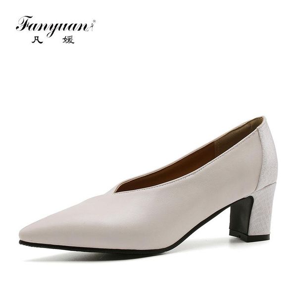 

dress shoes fanyuan fashion slip on women pumps pointed toe high heels mature shallow office snakeskin pattern, Black
