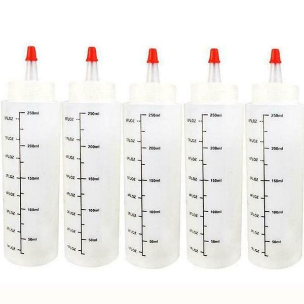 

storage bottles & jars 250ml 5pcs plastic sharp-nosed bottle with graduated measurements kitchen restaurant supplies squeeze