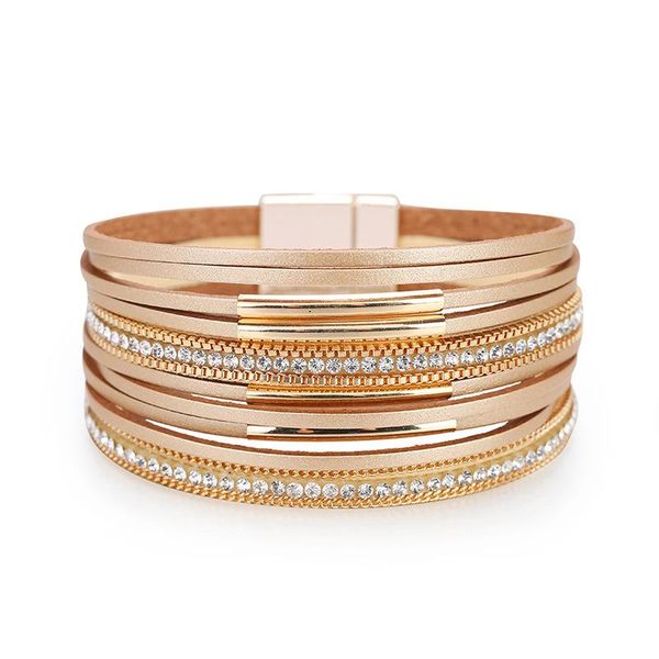 

bangle ornapeadia bohemia multi-layer bracelet for women fashion with charm copper tube sticker rhinestone crystal wholesale, Black
