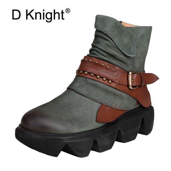 

boots autumn winter rivet riding women's british thick bottom ankle boot women fashion patchwork platform motorcycle short, Black