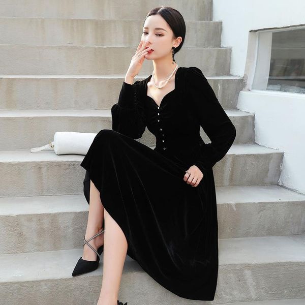 

casual dresses coigarsam french style women dress vintage red black 966, Black;gray