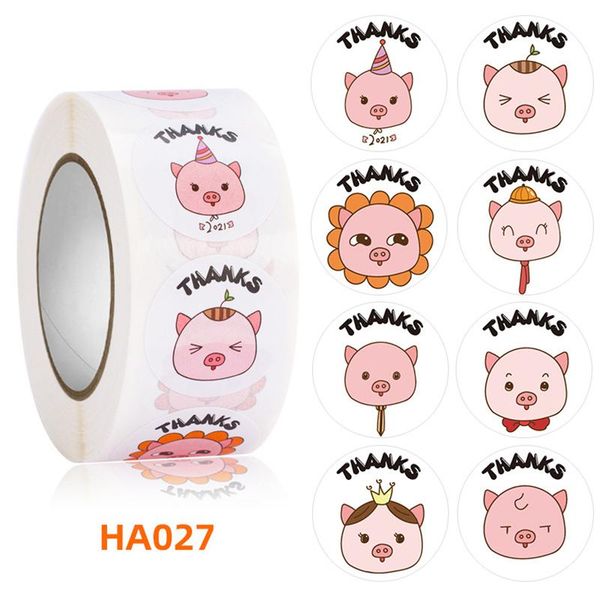 

gift wrap 500pcs scrapbooking phone stickers thank you lapstationery diary notepad seal labels cartoon animal pig notebook decoration