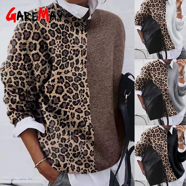

women's sweaters leopard patchwork shirt collar sweater women winter warm kwholesale knitted female batwing long sleeve pullover xxl, White;black
