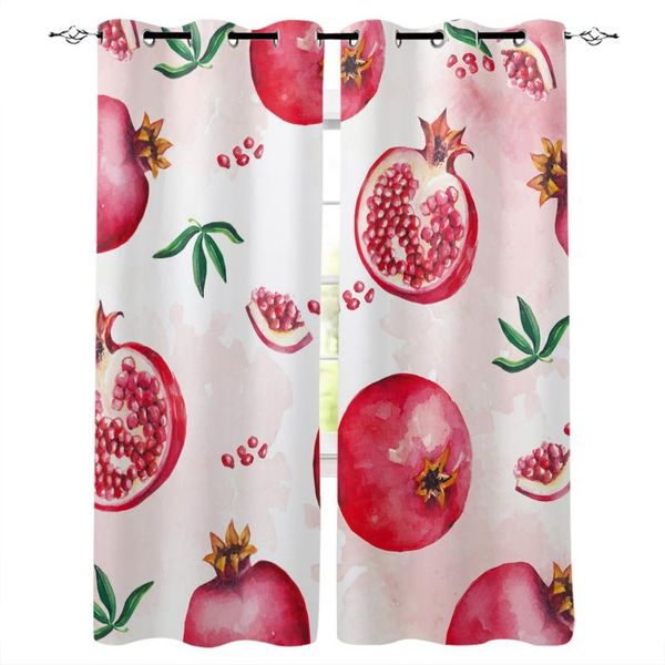 

summer fruit red pomegranate watercolor curtains for living room bedroom window treatment blinds finished drapes kitchen curtain &