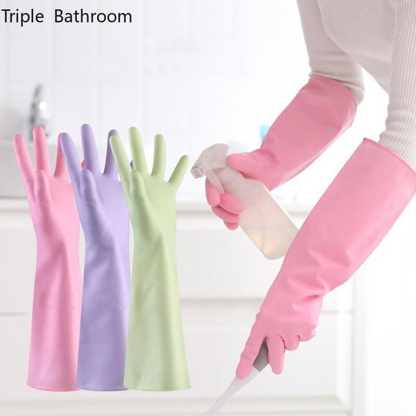 

disposable gloves 2 pairs rubber dishwashing kitchen dishes cleaning absorb sweat durable wash clothes waterproof housework
