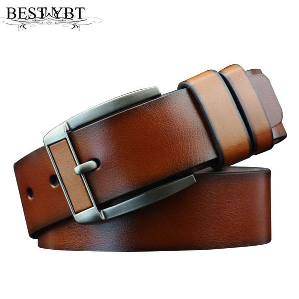 

men imitation leather belt trend retro alloy pin buckle youth casual cowboy fashion sport belts, Black;brown