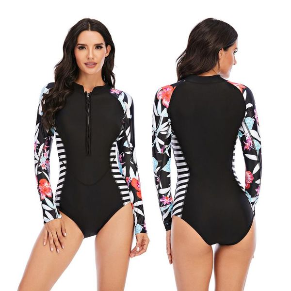 

men's swimwear women surfsuit surfing suits one piece long sleeve beach sea swimsuit for female black swimming bathing wear