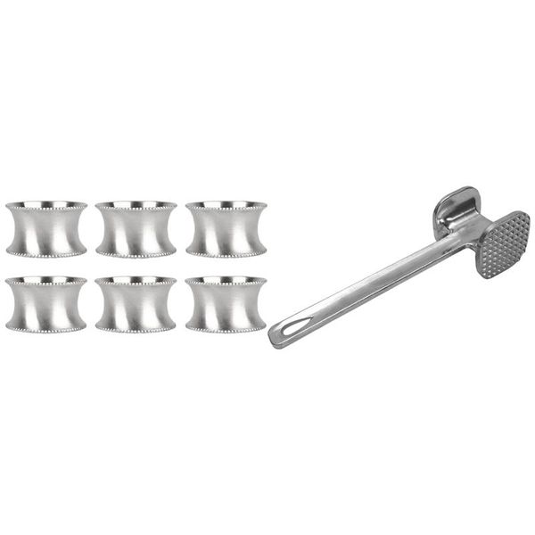 

napkin rings 6 pcs for dinner parties, weddings receptions silver with hammer