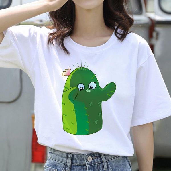

women's t-shirt funny cactus print fashion female tee graphic t shirts clothing camisas mujer, White