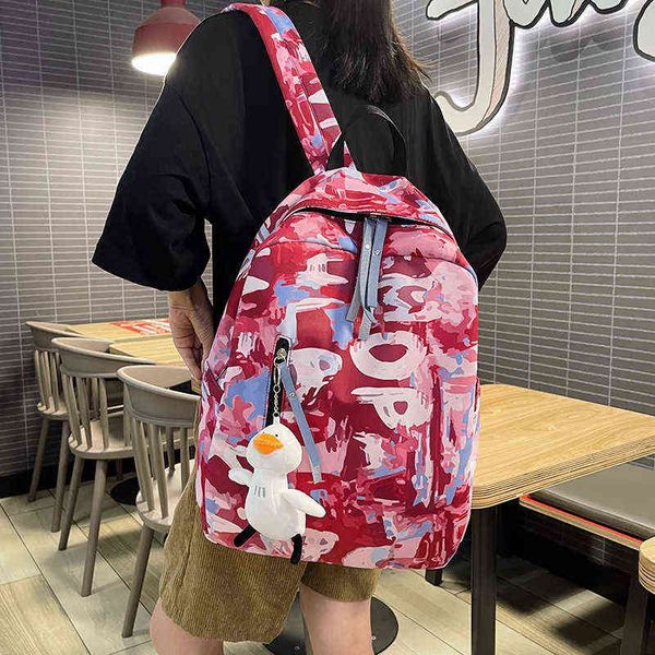 College-Schule-Rucksack, lässig, Damen-Trend, Studenten, Teenager-Rucksäcke für Mädchen, Design, weibliche Taschen, große Kapazität, Schultasche Y1105