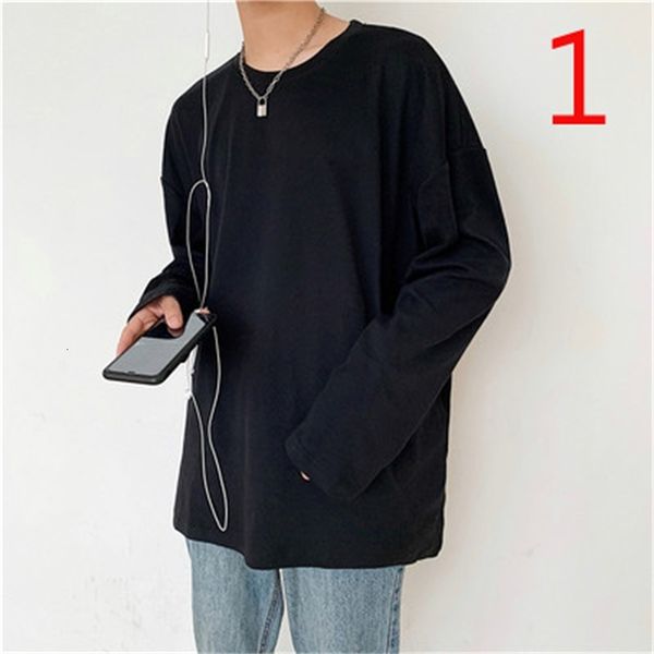 

t shirts thin section long-sleeved t-shirt cotton tide brand men's round neck loose autumn clothing, White;black