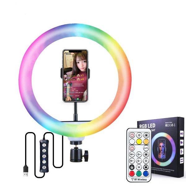 

cell phone mounts & holders 10inch 26cm rgb led ring light lamp with mobile holder mini tripod for vlogging live video bloggers
