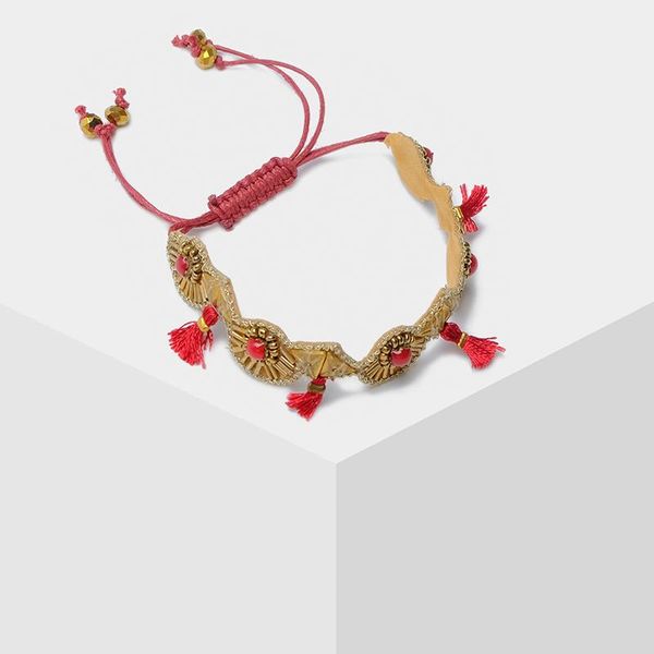 

link, chain amorita boutique handmade tassel design ethnic bracelet, Black