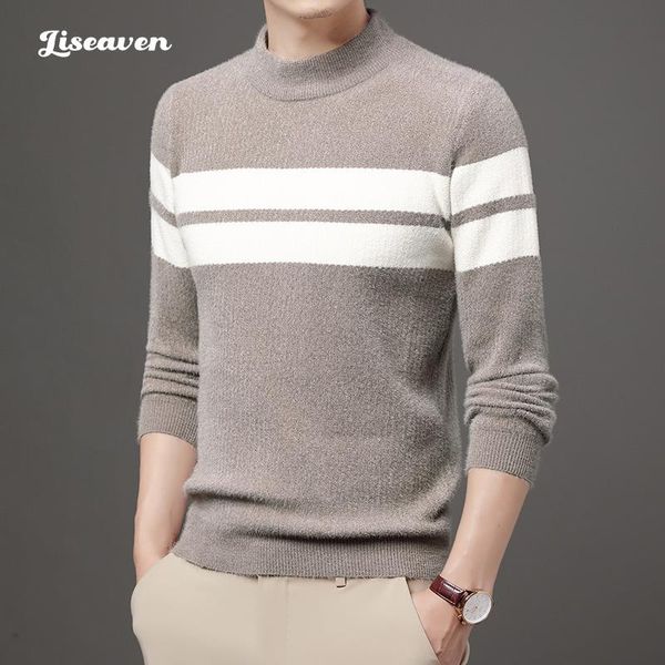 

men's sweaters liseaven 2021 sweater men o-neck brand mens slim fit pullover knitwear male pull homme clothing jersey, White;black