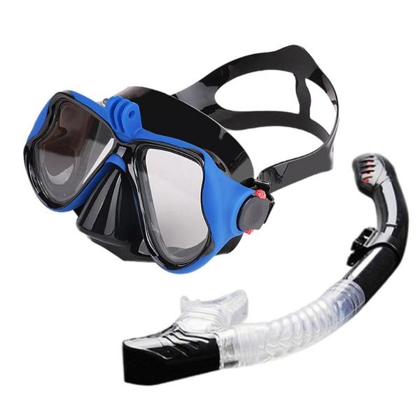 

diving masks hd scuba m ask with 180 degree panoramic view and anti fog tempered glass for adults teens red & blue