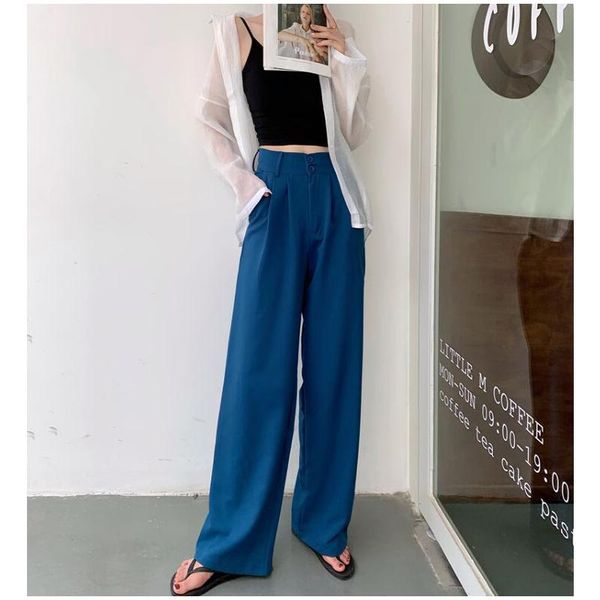 

women's pants & capris spring summer fashion casual high waist wide leg women office lady elegant suit trousers pp-093, Black;white