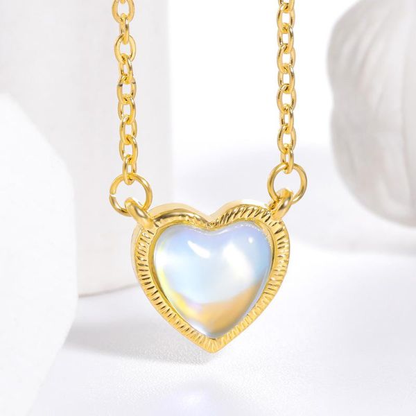 

pendant necklaces fashion crystal opal heart-shaped necklace elegant women's wedding clavicle chain jewelry romantic valentine's g, Silver