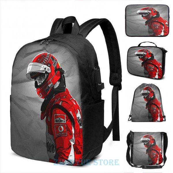 

backpack funny graphic print schumacher usb charge men school bags women bag travel laptop