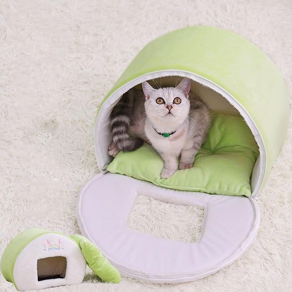 

cartoon cute cat bed pet dog sofa beds small kennel soft and comfortable fully enclosed house sleeping pad pets supplies & furniture