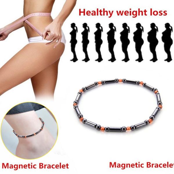 

anklets black stone magnet anklet weight loss slimming magnetic therapy bracelet for men women health care jewelry, Red;blue